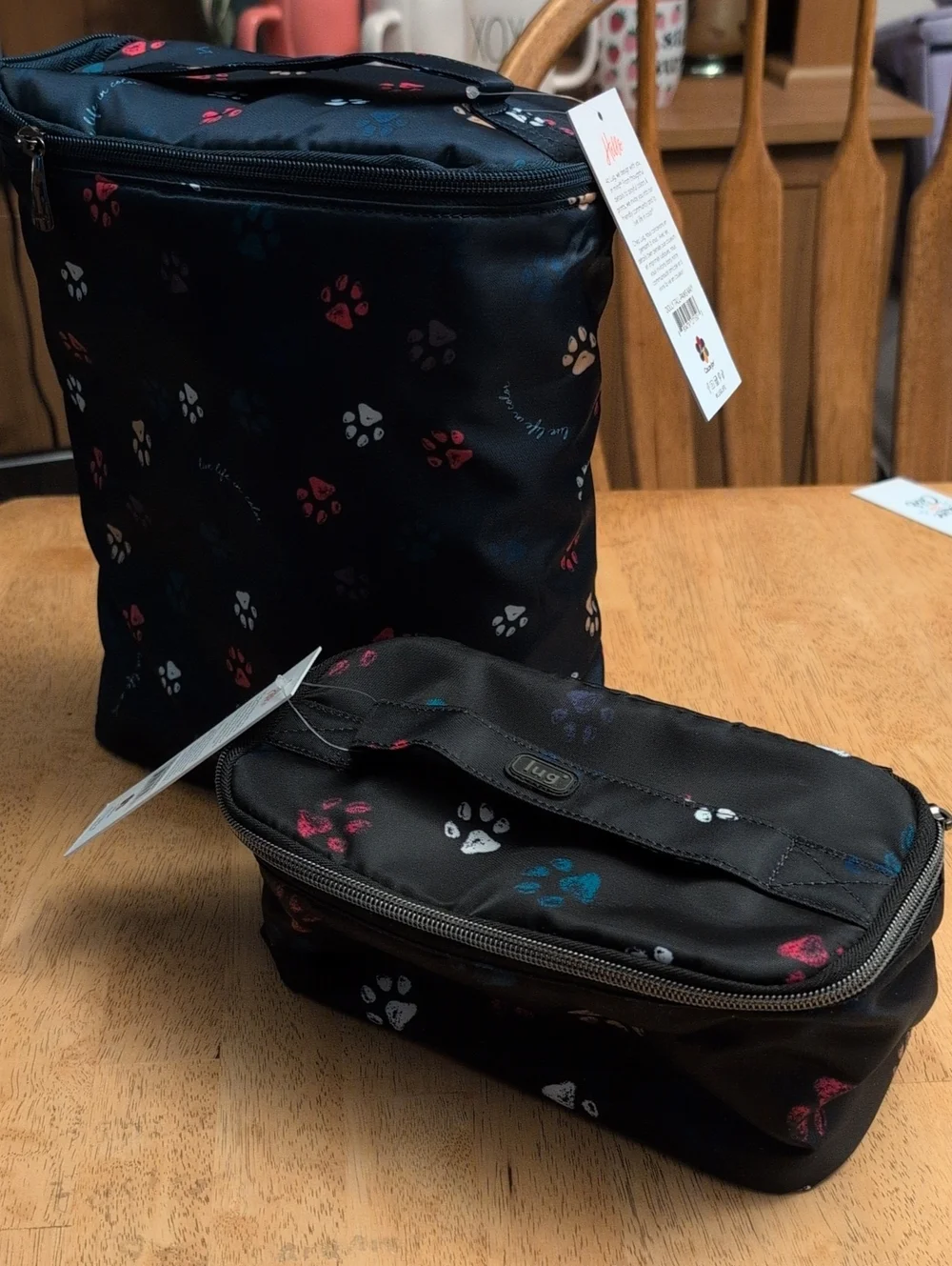 Black Paw Print Cosmetic Bag Set - Picture 1 of 5